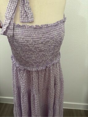 Maxi Dress Lilac Gingham Smocked Top Dress Like New Final Sale